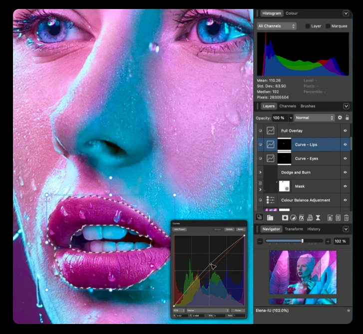 calques et reglages de Affinity Photo