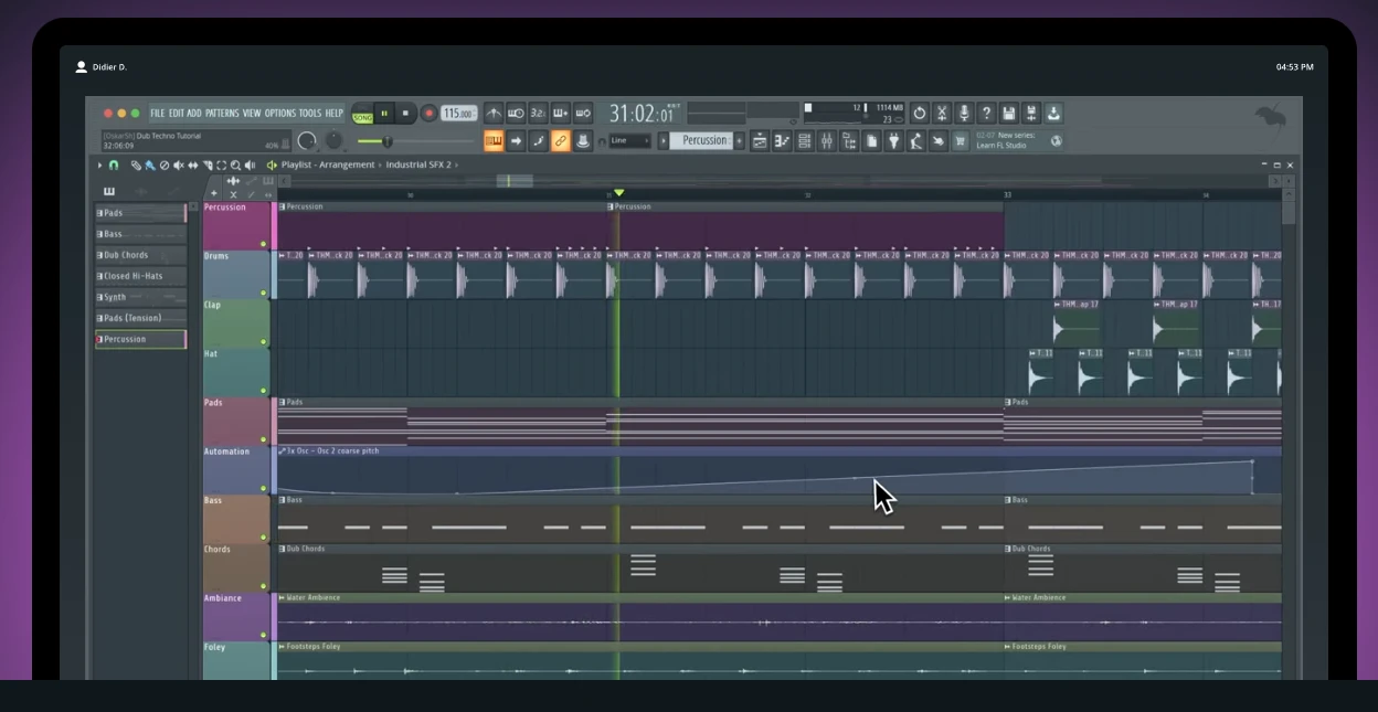 fenetre arrangement de FL Studio