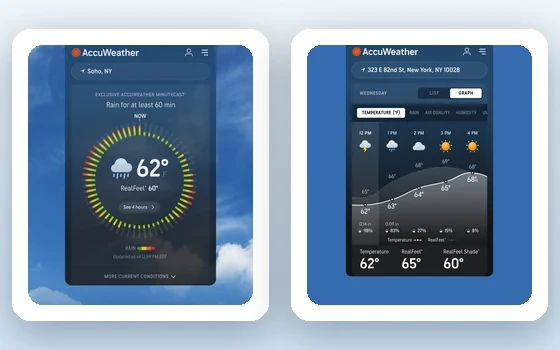 AccuWeather: Vorhersage im Minutentakt und ein Gefuehlt wie Index