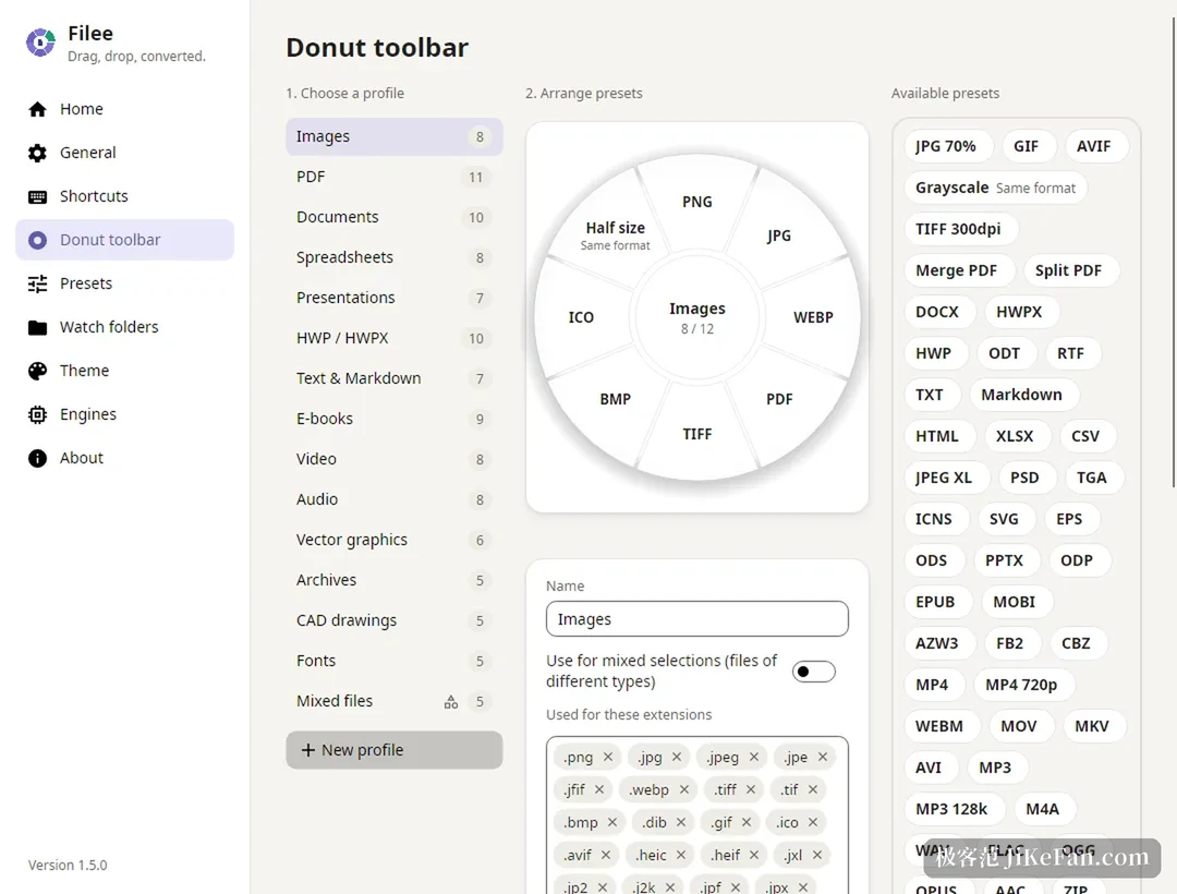 file converter drag and drop menu