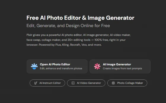 Pixlr：免安装的浏览器端图片编辑与 AI 工具集